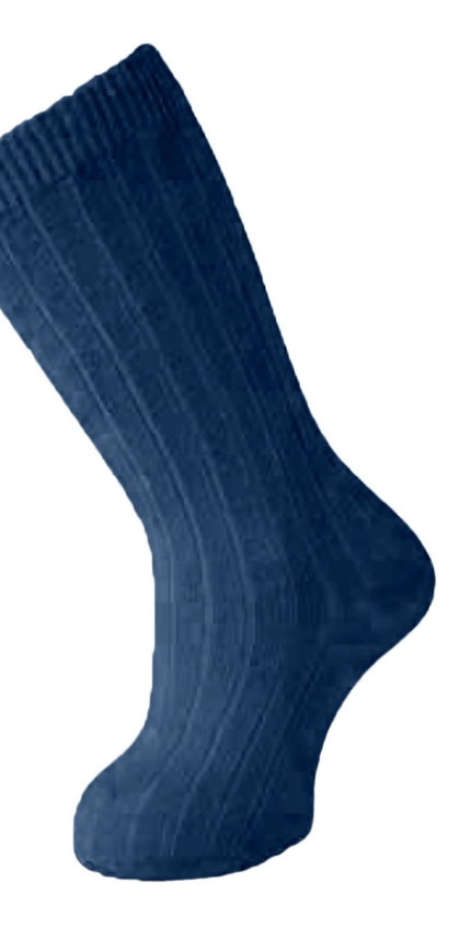 Ribbed Cotton Knee Socks- Navy